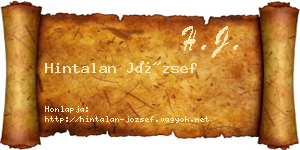 Hintalan József névjegykártya